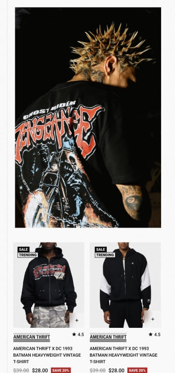 PIVOT’s mobile UI/UX design for Culture King's collection listing page