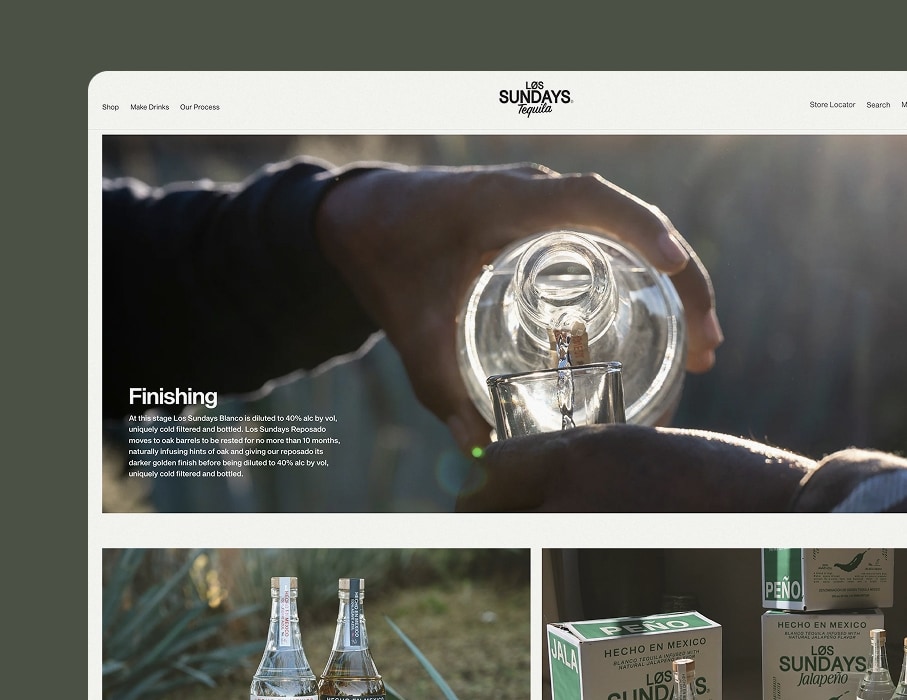 PIVOT’s desktop UI/UX design for Los Sunday's product description page with estimated shipment arrival date information