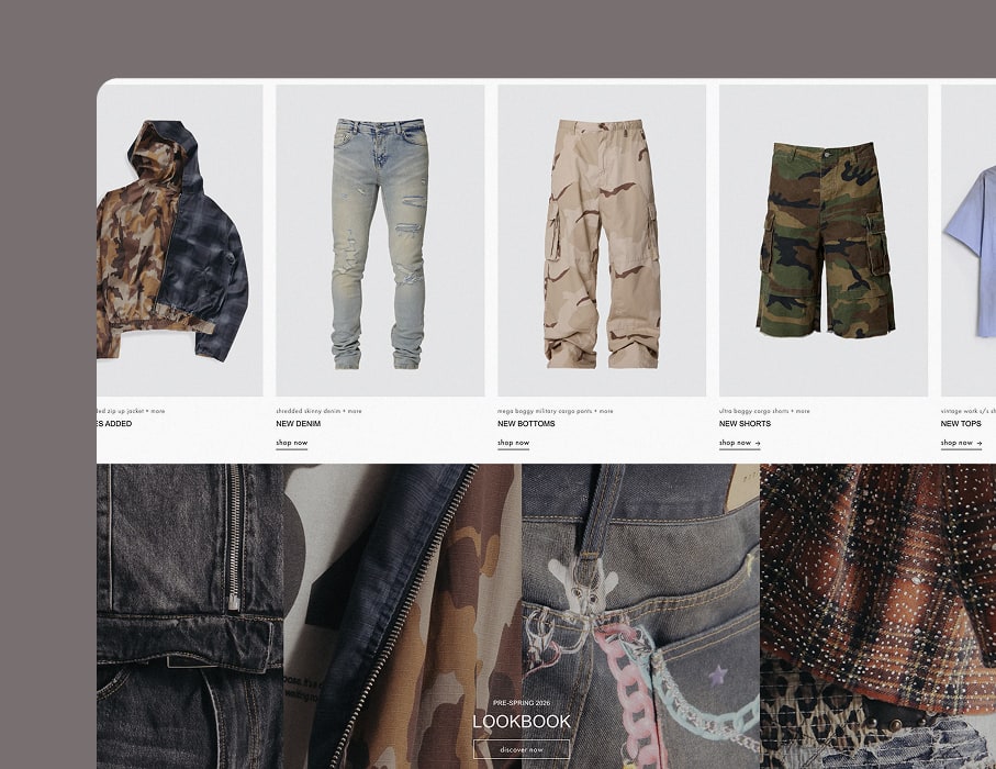 PIVOT’s desktop UI/UX design for Culture Kings’s collection listing page with product filter and sort experience