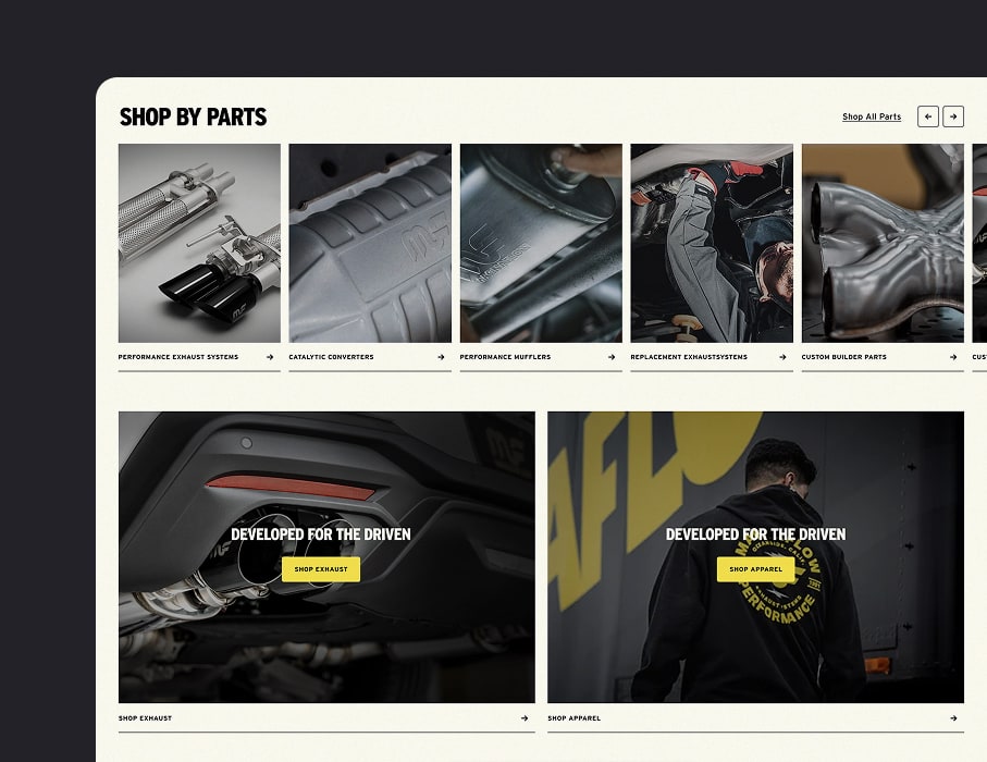 PIVOT’s desktop UI/UX design for Magnaflow’s product description page with estimated shipment arrival date information